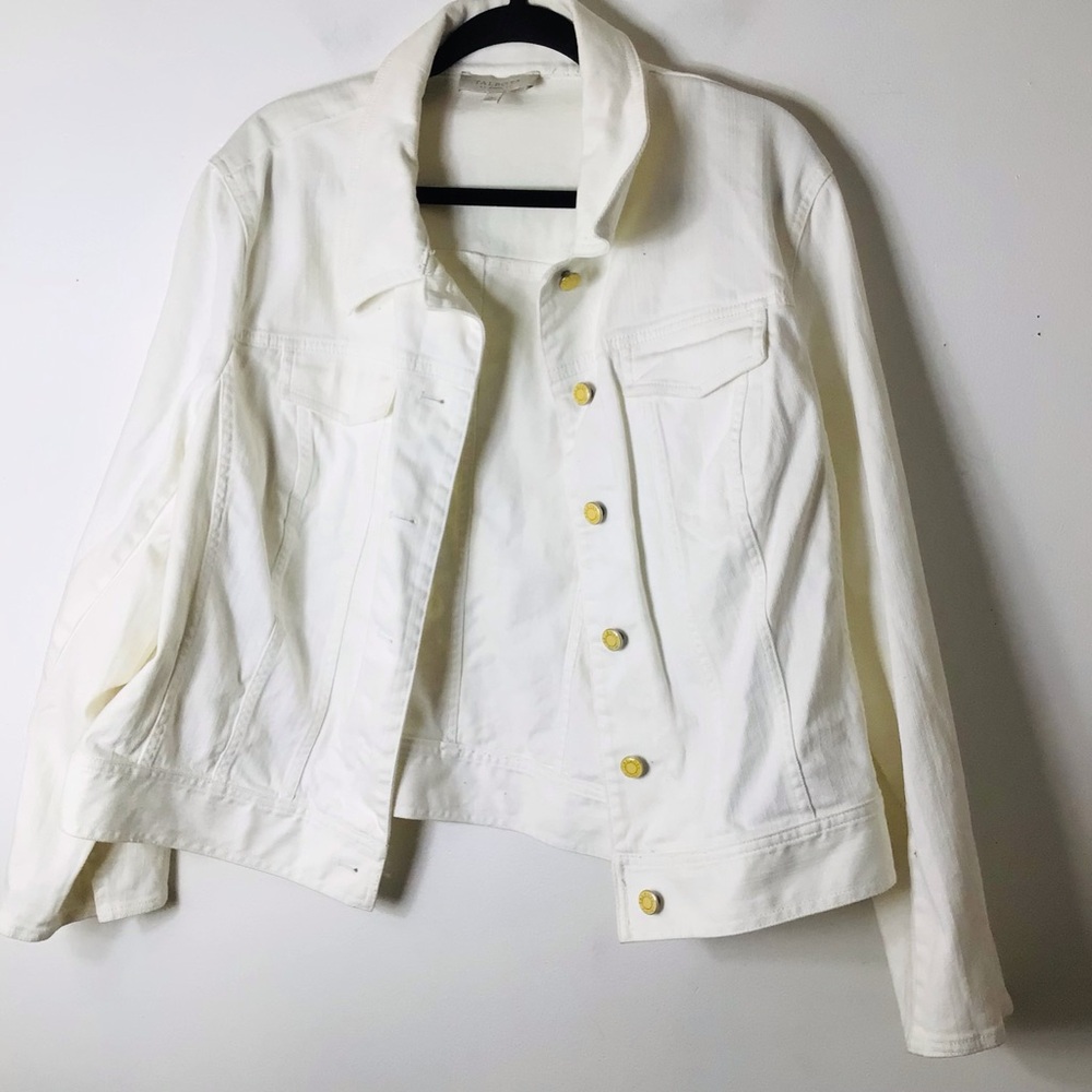Talbots Off-White Denim Jacket with Gold Buttons